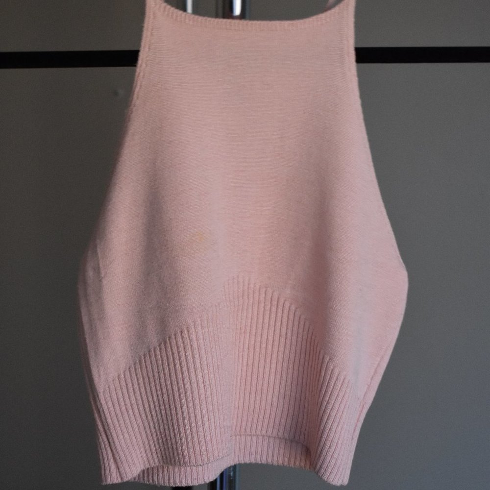 High Neck Pink Crop Sweater Tank - Forever 21